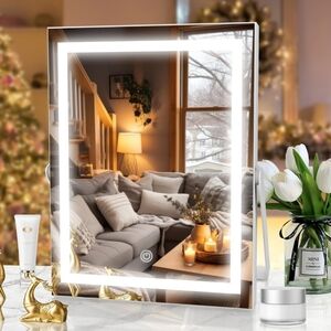 LED Lighted Vanity Makeup Mirror with Touch Control 3 Color Options 11X14 Silver